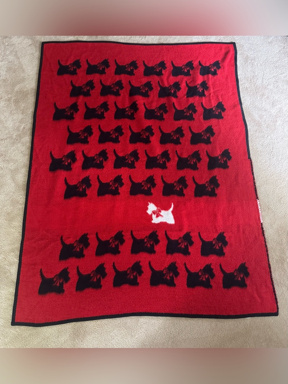 Biederlack Scotty Scottie Terrier Throw Blanket Red Black 54 X 72 In Reversible